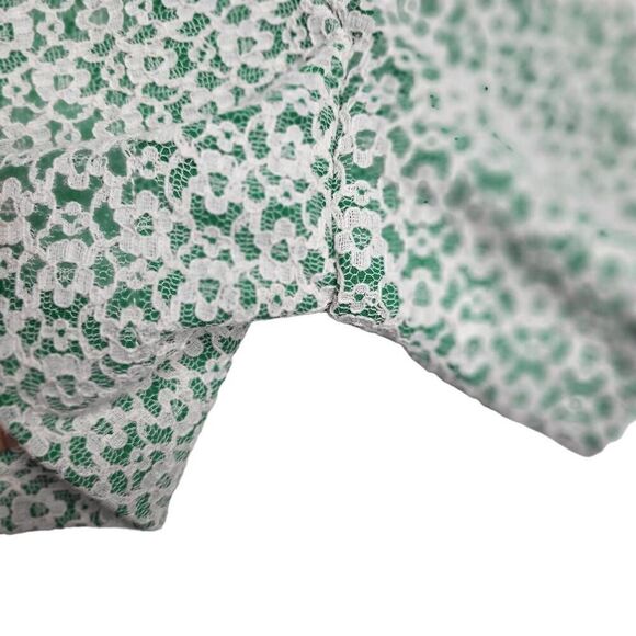 Anthropologie Cartonnier Rose Point Lace Overlay Shorts Green Cream Size 6 - Picture 7 of 10